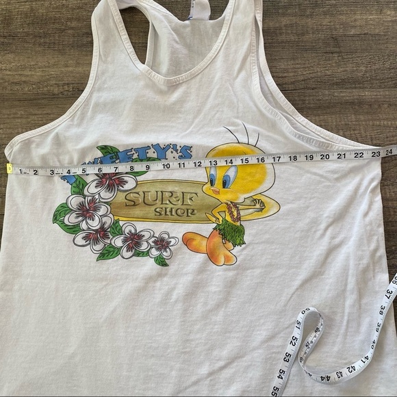 Vintage Retro Looney Tune T-Shirt Tweety Bird Tweety's Surf Shop . OSFA - Picture 7 of 11